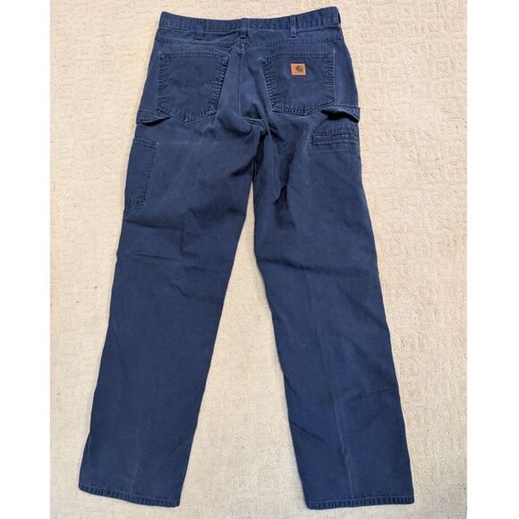 Carhartt Carpenter Pants Mens 32X34 Navy B159 NVY Loose Fit Utility Workwear - Picture 2 of 12
